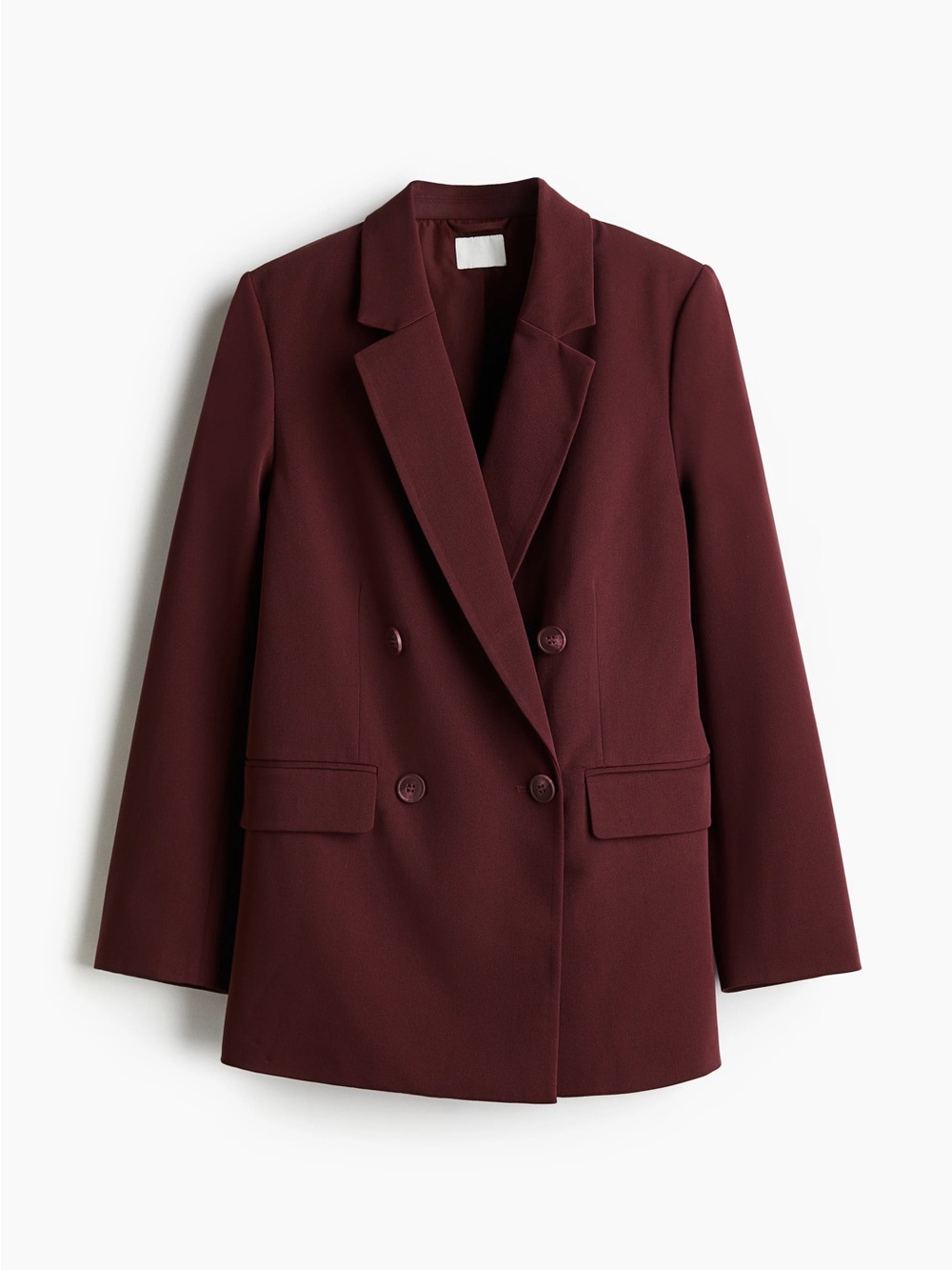 NWT H&M Womens Double-Breasted, Oversized Blazer Jacket in Wine/Burgundy Medium